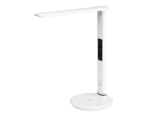 [Настольные светильники] ЭРА Б0057199 Настольный светильник NLED-505-10W-W светодиодный белый,  выбор цвет температуры, три уровня яркости, многофункциональный дисплей с функциями часов, будильника, календаря и термометра. 