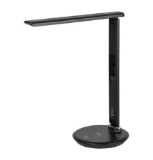 ЭРА Б0057200 Настольный светильник NLED-505-10W-BK светодиодный черный,  выбор цвет температуры, три уровня яркости, многофункциональный дисплей с функциями часов, будильника, календаря и термометра. 