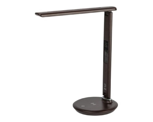 [Настольные светильники] ЭРА Б0057201 Настольный светильник NLED-505-10W-BR светодиодный коричн,  выбор цвет температуры, три уровня яркости, многофункциональный дисплей с функциями часов, будильника, календаря и термометра. 