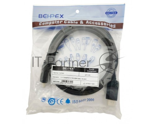 Кабель 1.2v ver2.0 DisplayPort (m) HDMI (m) 3м