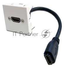 Вставка Mosaic 45x45 с адаптером HDMI с удлинителем, мама-мама, белая