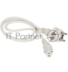 Шнур питания C13-Schuko, 3х0.75, 220В, 10А, белый, 3 метра