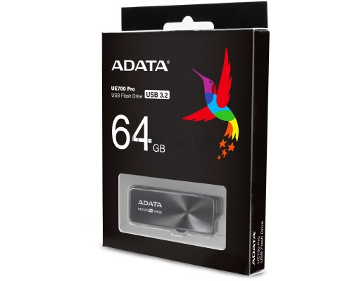 Флеш Диск ADATA 64GB UE700 Pro, USB 3.2, Черный, металлич, read/write 360/180Mb/s
