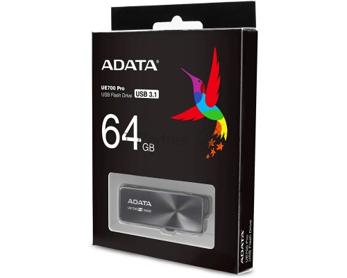 Флеш Диск ADATA 64GB UE700 Pro, USB 3.2, Черный, металлич, read/write 360/180Mb/s