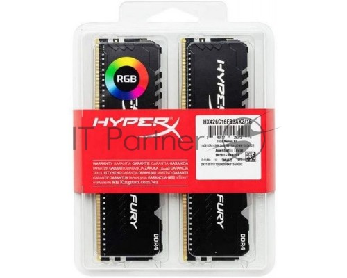 Память оперативная Kingston 16GB 2666MHz DDR4 CL16 DIMM (Kit of 2) 1Rx8 HyperX FURY RGB