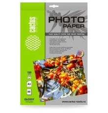 Фотобумага Cactus CS-GA315050, A3, для струйной печати, 50л, 150г/м2, белый, покрытие глянцевое