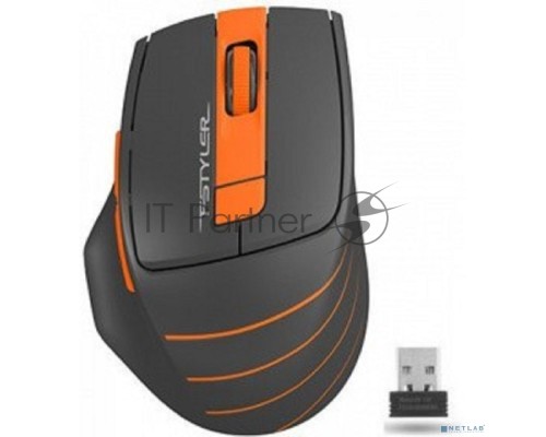 Мышь беспроводная A4Tech Fstyler FG30 серый/оранжевый, 2000 dpi, радиоканал, USB, кнопки - 5
