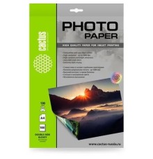 Фотобумага Cactus CS-GA4130100DS, A4, для струйной печати, 100л, 130г/м2, белый, покрытие глянцевое /глянцевое
