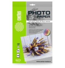 Фотобумага Cactus CS-MA4230100, A4, для струйной печати, 100л, 230г/м2, белый, покрытие матовое