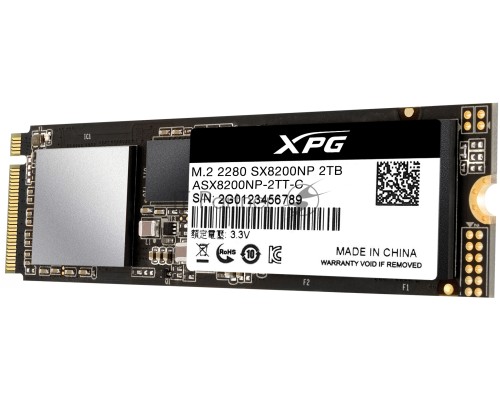 Накопитель SSD ADATA M.2 2.0Tb SX8200 Pro <ASX8200PNP-2TT-C> (PCI-E 3.0 x4, up to 3350/2800Mbs, 390000 IOPs, 3D TLC, NVMe, 22x80mm)