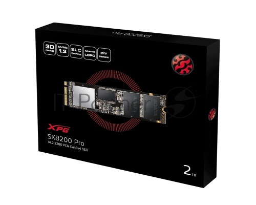 Накопитель SSD ADATA M.2 2.0Tb SX8200 Pro <ASX8200PNP-2TT-C> (PCI-E 3.0 x4, up to 3350/2800Mbs, 390000 IOPs, 3D TLC, NVMe, 22x80mm)