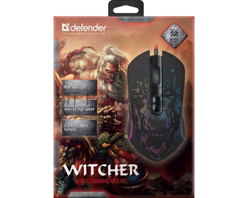 Мышь проводная DEFENDER USB OPTICAL WITCHER GM-990 BLACK 52990