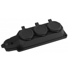 ЭРА Б0044545 Колодка K-3e-B-IP44 каучуковая с заземлением 3 розетки 16A IP44 черная
