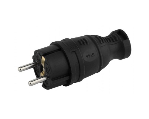 [ЭРА Колодки удлинителей, тройники] ЭРА Б0044540 Вилка V8-B-IP44 каучуковая с заземлением прямая 16A IP44 черная