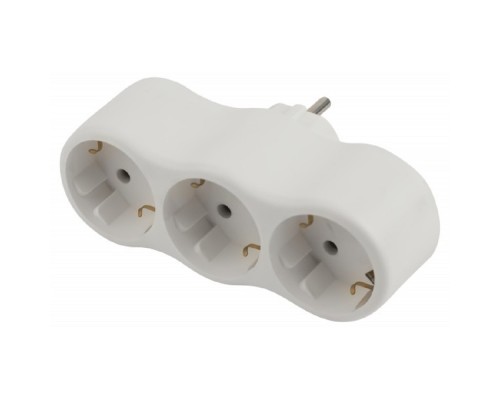 [ЭРА Удлинители бытовые, Сетевые фильтры] ЭРА Б0053479 Разветвитель электрический SPx-3e-W на 3 розетки с заземлением 16А белый