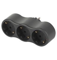 ЭРА Б0059723 Разветвитель электрический SPx-3e-B на 3 розетки с заземлением 16А черный