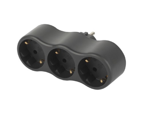 [ЭРА Удлинители бытовые, Сетевые фильтры] ЭРА Б0059723 Разветвитель электрический SPx-3e-B на 3 розетки с заземлением 16А черный