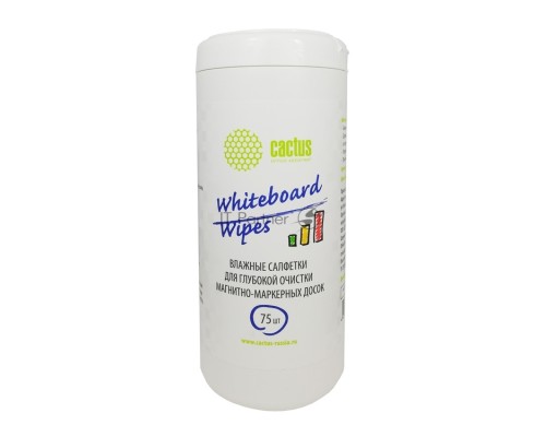 Салфетки Cactus CS-WB075 для маркерных досок туба 75шт влажных
