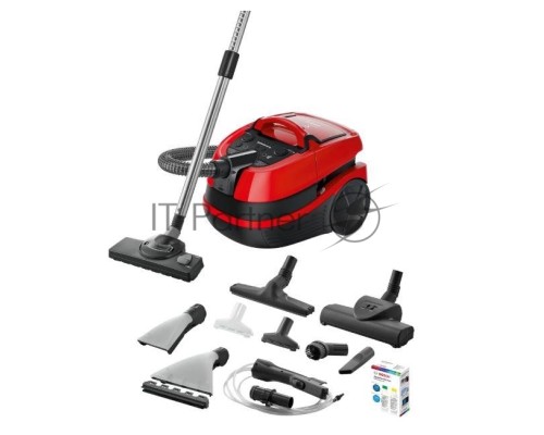 Пылесос Bosch BWD421PET красный, 2100 Вт, уборка влажная/сухая, пылесборник контейнер 5 л