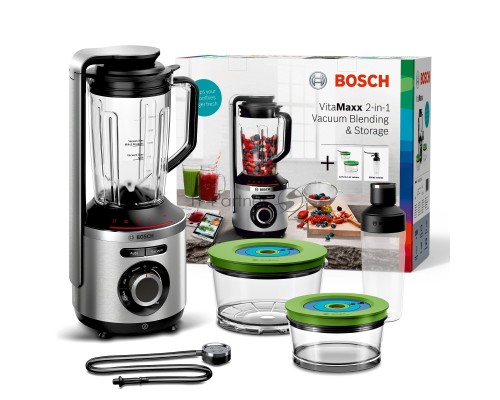 Блендер Bosch Блендер Bosch/ 1000Вт, Vacuum (создание вакуума), дробление льда, чистка; 2 вакуумных контейнера объёмом 1,5 л и 0,75 л, дорожная бутылка 500 мл