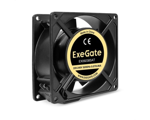 [Вентиляторы] Exegate EX289012RUS Вентилятор 220В AC ExeGate EX09238SAT (92x92x38 мм, Sleeve bearing (подшипник скольжения, алюминиевый корпус, клеммы, 2700RPM, 39dBA, RTL)
