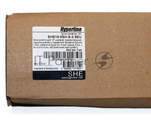 Hyperline SHE19-8SH-S-2.5EU Блок розеток для 19