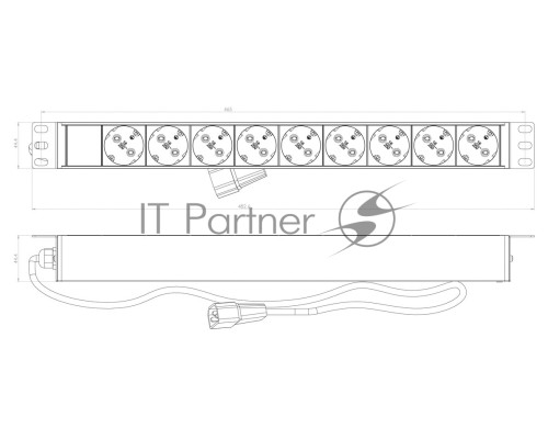 Hyperline SHE19-9SH-2.5IEC Блок розеток для 19