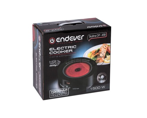 Электрическая плитка Endever Skyline DP-45B, макс. мощ. 1500 Вт,  LED-дисплей