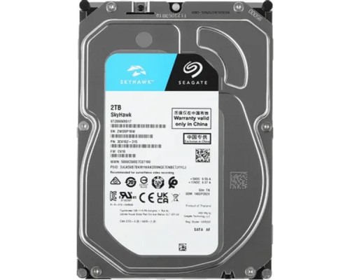 [Жесткий диск] 2TB Seagate Skyhawk (ST2000VX017) {Serial ATA III, 5400 rpm, 256mb, для видеонаблюдения}