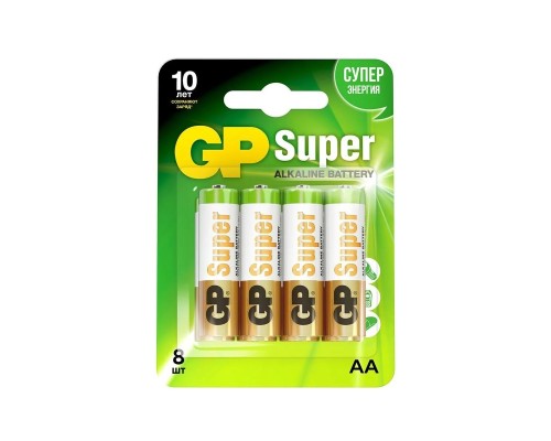 [Батарейка] Алкалиновые батарейки GP Super Alkaline 15А АA - 8 шт. на блистере
