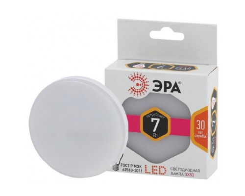 [ЭРА Светодиодные лампы] ЭРА Б0017231 Лампочка светодиодная STD LED GX-7W-827-GX53 GX53 7Вт таблетка теплый белый свет