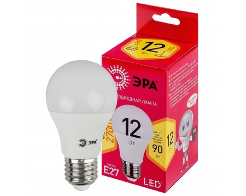 [ЭРА Светодиодные лампы] Эра Б0050197 Лампочка светодиодная RED LINE LED A60-12W-827-E27 R Е27 / E27 12Вт груша теплый белый свет
