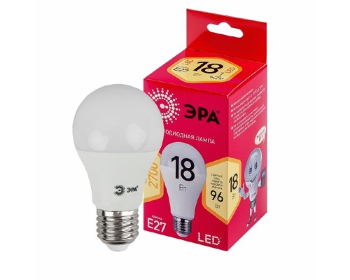 [ЭРА Светодиодные лампы] ЭРА Б0051850 Лампочка светодиодная RED LINE LED A65-18W-827-E27 R Е27 / E27 18 Вт груша теплый белый свет 