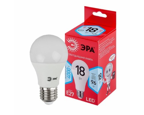 [ЭРА Светодиодные лампы] ЭРА Б0052381 Лампочка светодиодная RED LINE LED A65-18W-840-E27 R Е27 / E27 18 Вт груша нейтральный белый свет