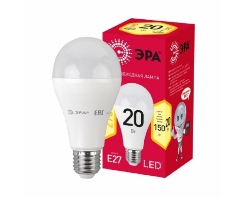 [ЭРА Светодиодные лампы] ЭРА Б0050687 Лампочка светодиодная RED LINE LED A65-20W-827-E27 R Е27 / E27 20 Вт груша теплый белый свет