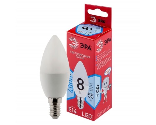 [ЭРА Светодиодные лампы] Эра Б0050200 Лампочка светодиодная RED LINE LED B35-8W-840-E14 R E14 / Е14 8 Вт свеча нейтральный белый свет
