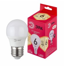 ЭРА Б0051058 Лампочка светодиодная RED LINE LED P45-6W-827-E14 R Е14 / E14 6 Вт шар теплый белый свет