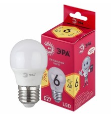 ЭРА Б0049643 Лампочка светодиодная RED LINE LED P45-6W-827-E27 R E27 / Е27 6Вт шар теплый белый свет