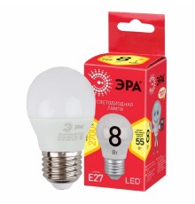 ЭРА Б0053028 Лампочка светодиодная RED LINE LED P45-8W-827-E27 R Е27 / E27 8 Вт шар теплый белый свет 