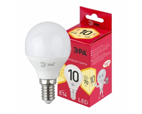 [ЭРА Светодиодные лампы] ЭРА Б0052378 Лампочка светодиодная RED LINE LED P45-10W-827-Е14 R E14 / Е14 10Вт шар теплый белый свет