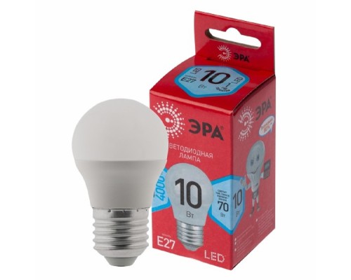 [ЭРА Светодиодные лампы] ЭРА Б0050234 Лампочка светодиодная RED LINE LED P45-10W-840-E27 R Е27 / E27 10Вт шар нейтральный белый свет