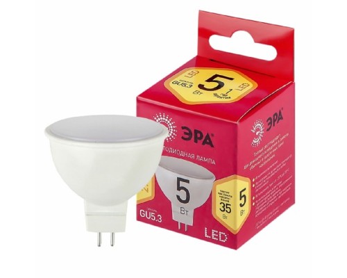 [ЭРА Светодиодные лампы] ЭРА Б0050230 Лампочка светодиодная RED LINE LED MR16-5W-827-GU5.3 R GU5.3 5 Вт софит теплый белый свет