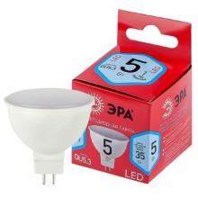 ЭРА Б0049639 Лампочка светодиодная RED LINE LED MR16-5W-840-GU5.3 R GU5.3 5 Вт софит нейтральный белый свет 