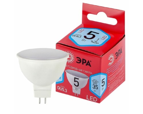 [ЭРА Светодиодные лампы] ЭРА Б0049639 Лампочка светодиодная RED LINE LED MR16-5W-840-GU5.3 R GU5.3 5 Вт софит нейтральный белый свет 