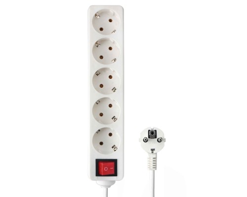 [Сетевые фильтры] Гарнизон Удлинитель EL-NB-G5-W-3, 5р, 10А, 3м, с выкл. и заземлением, ур.защиты 1, белый, пакет (21223)