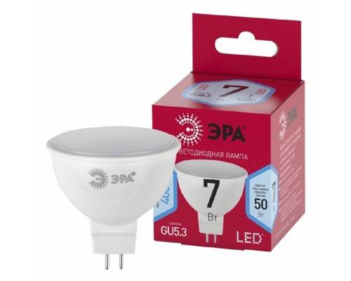 [ЭРА Светодиодные лампы] ЭРА Б0050690 Лампочка светодиодная RED LINE LED MR16-7W-840-GU5.3 R GU5.3 7 Вт софит нейтральный белый свет