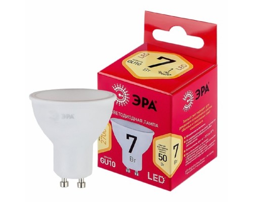 [ЭРА Светодиодные лампы] Эра Б0050198 Лампочка светодиодная RED LINE LED MR16-7W-827-GU10 R GU10 7 Вт софит теплый белый свет