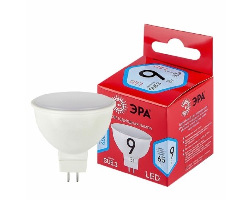 [ЭРА Светодиодные лампы] ЭРА Б0050199 Лампочка светодиодная RED LINE LED MR16-9W-840-GU5.3 R GU5.3 9 Вт софит нейтральный белый свет