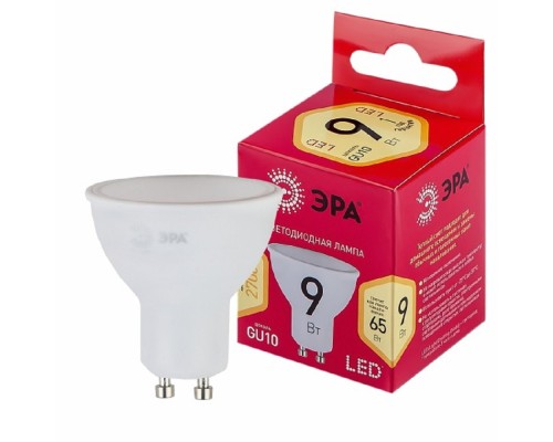 [ЭРА Светодиодные лампы] Эра Б0050691 Лампочка светодиодная RED LINE LED MR16-9W-827-GU10 R GU10 9 Вт софит теплый белый свет