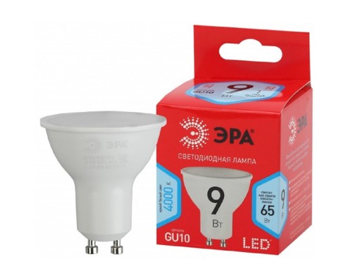[ЭРА Светодиодные лампы] Эра Б0050692 Лампочка светодиодная RED LINE LED MR16-9W-840-GU10 R GU10 9 Вт софит нейтральный белый свет